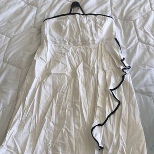 Black and White strapless short dress.